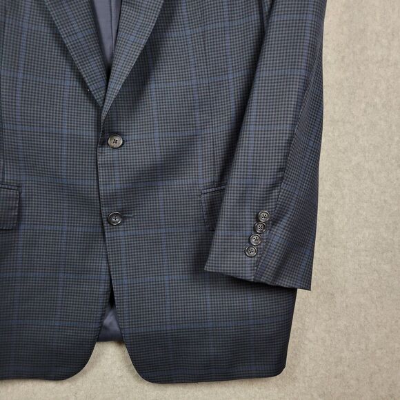 Davide Cenci 100% Wool Blue Check Rayon Lined LS Notch Suit Jacket Blazer 54R - Picture 5 of 12